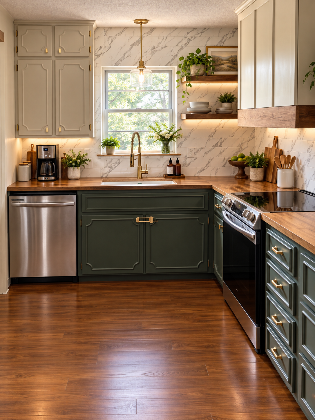 Remodeled kitchen sink and cabinetry