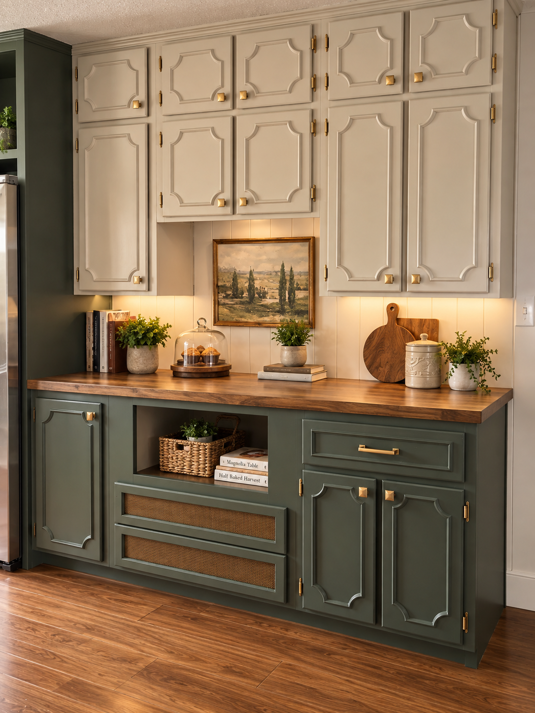 Remodeled kitchen cabinetry and decor